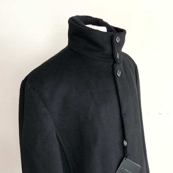 J. Ferrar Jacket Men Size M Black Long Sleeve Wool Blend Button Front - Picture 4 of 16